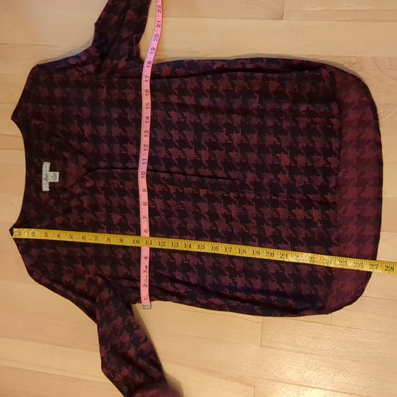 G.H Bass Houndstooth Convertible Sleeve Covered Button Hi/Low Tunic Blouse S - Picture 10 of 11